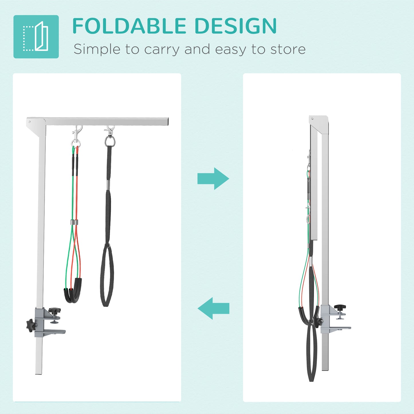 PawHut Adjustable Pet Grooming Arm, With Clamp, Haunch Holders & Grooming Loop - Sliver-Tone