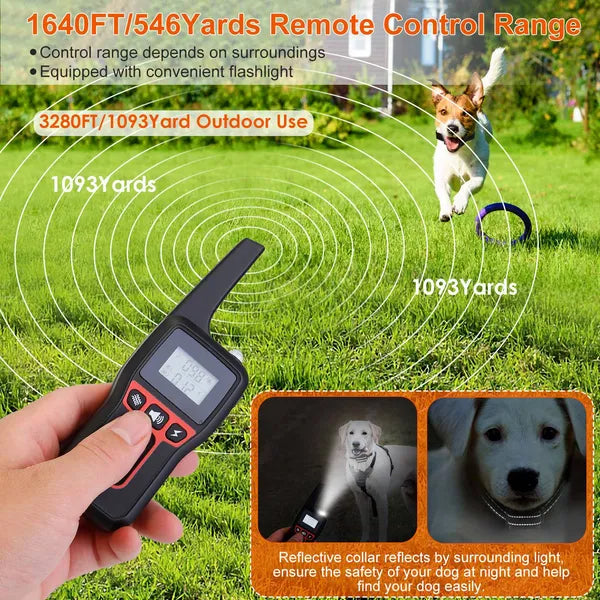 3280FT Dog Training Collar IP67 Waterproof Pet Beep Vibration Electric Shock Collar