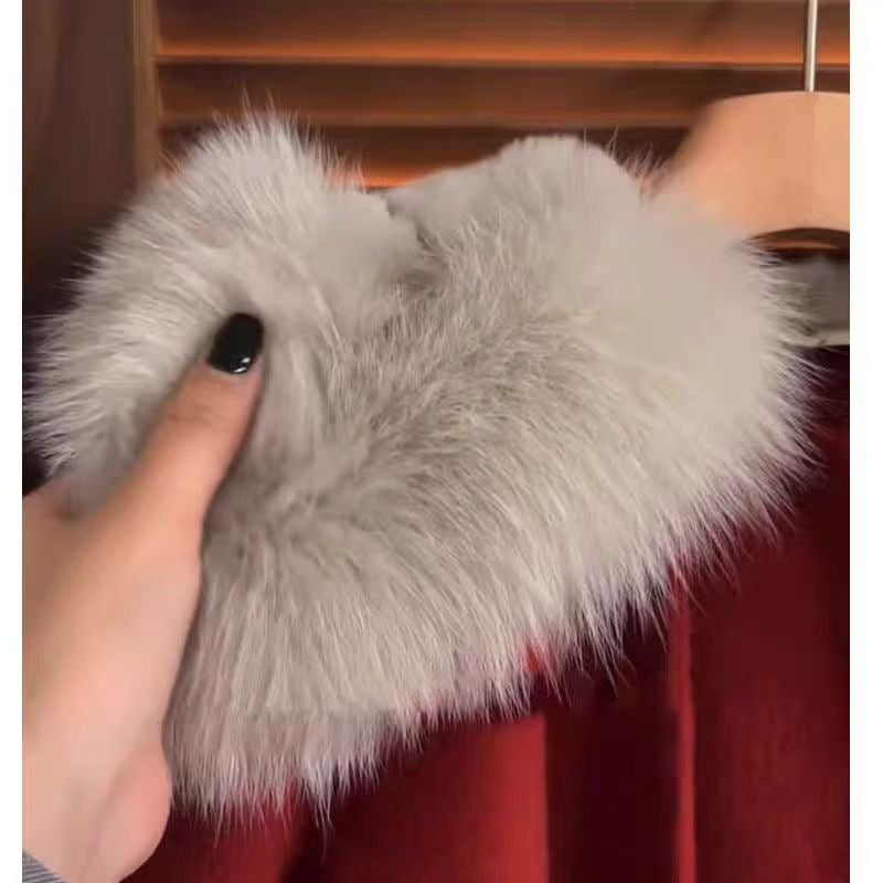 Winter Fox Fur Woolen Coat