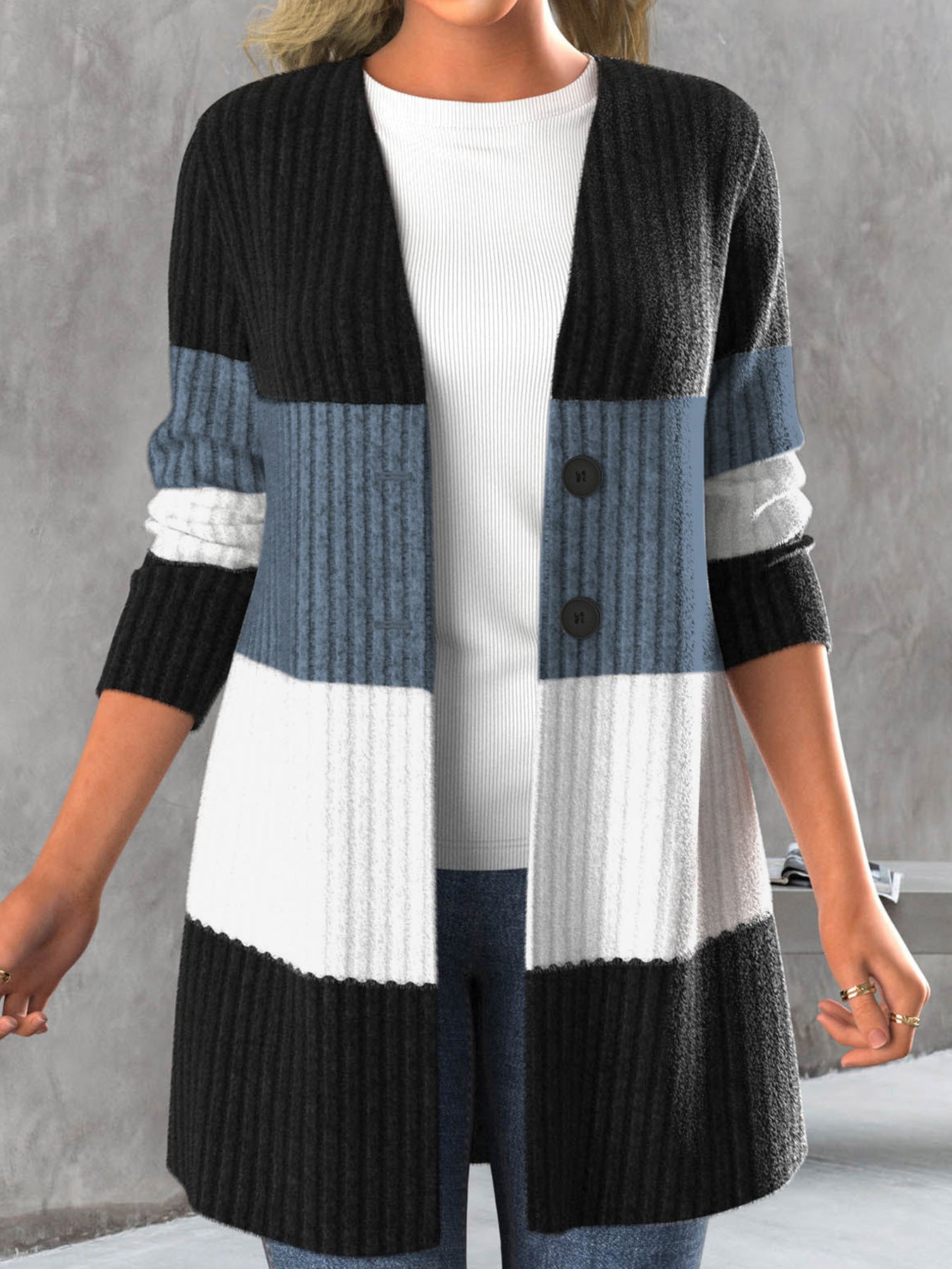 Women's Long-sleeve Striped Bohemian-style Jacket