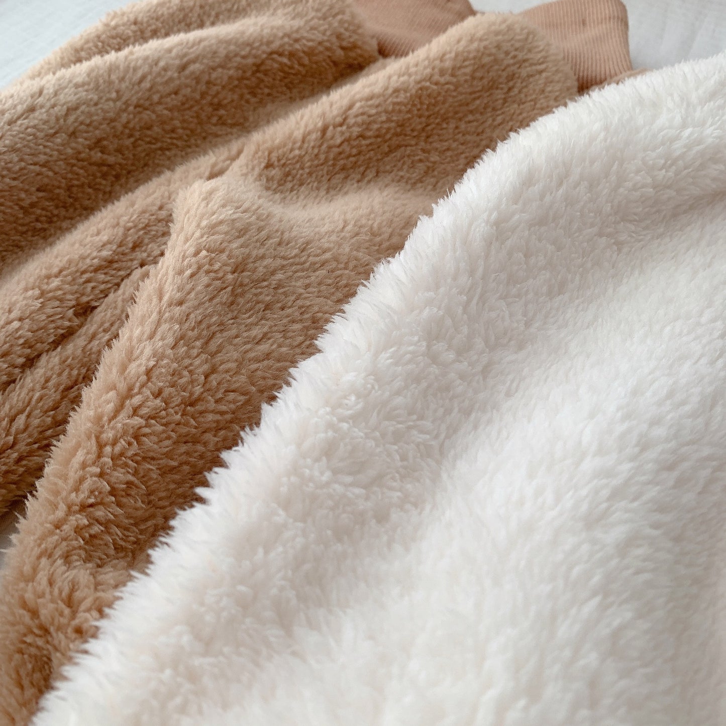 Child Bear Embroidery Suit Warm Furry Coat Trousers Two-piece Set