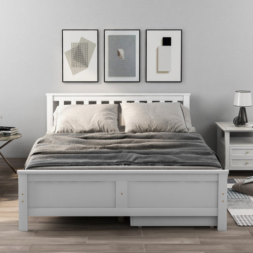 Wooden Solid White Pine Storage Bed With Drawers Bed Furniture Frame For Adults, Kids, Teenagers 4ft6 Double White 190x135cm