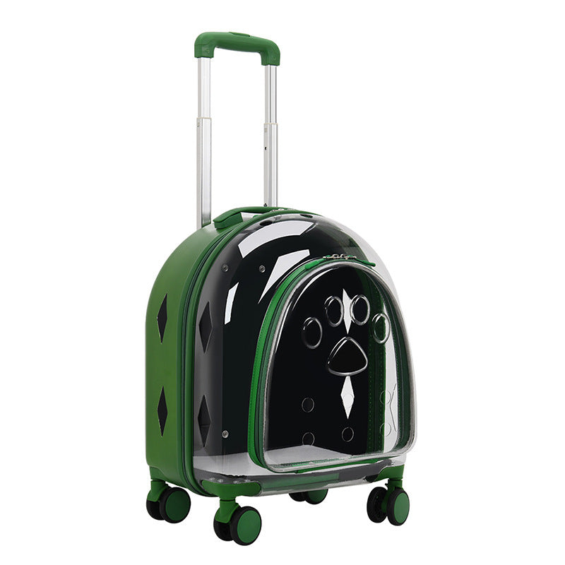 Fashion Creative Pet Trolley Bag Panoramic Transparent Dog Luggage