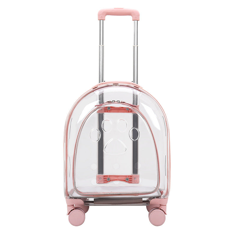 Fashion Creative Pet Trolley Bag Panoramic Transparent Dog Luggage