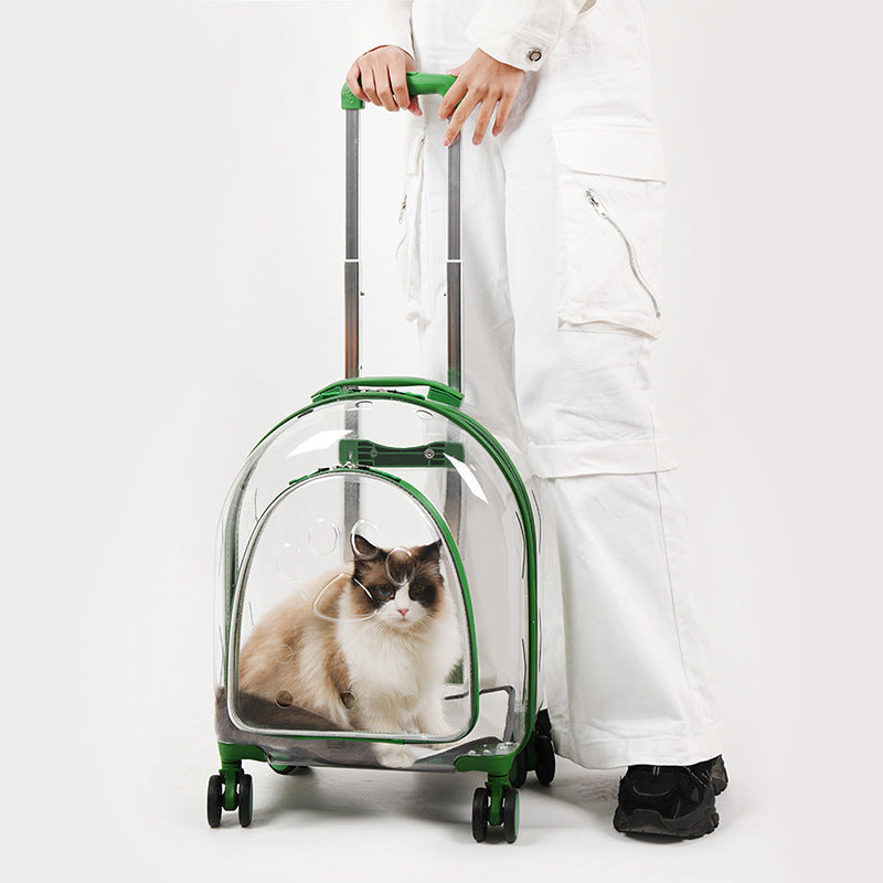 Fashion Creative Pet Trolley Bag Panoramic Transparent Dog Luggage