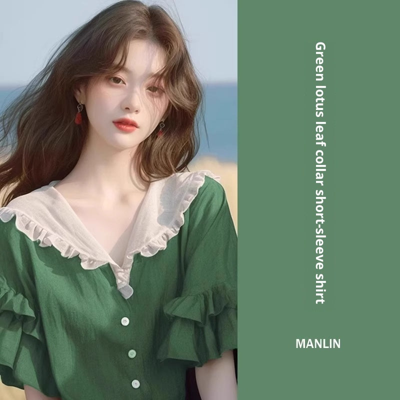 Women's Loose Blouse With Ruffled Design