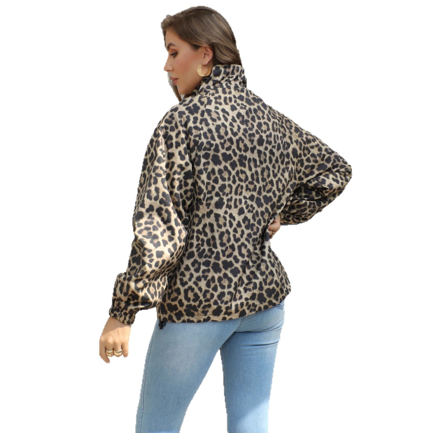 Women's Retro Loose Slimming Leopard Print Lapel Jacket