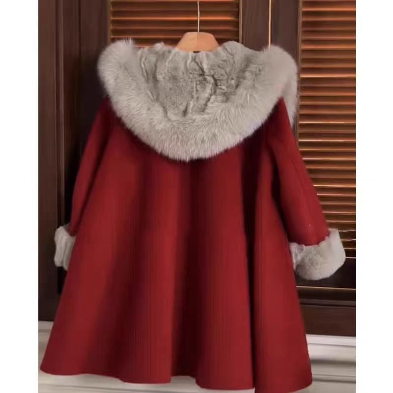 Winter Fox Fur Woolen Coat