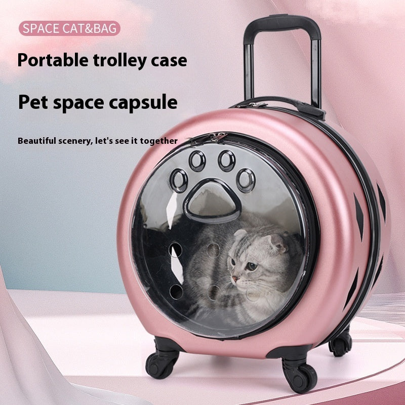 Pet Trolley Bag Transparent Reinforced Portable PC Cat Bag Dog Out
