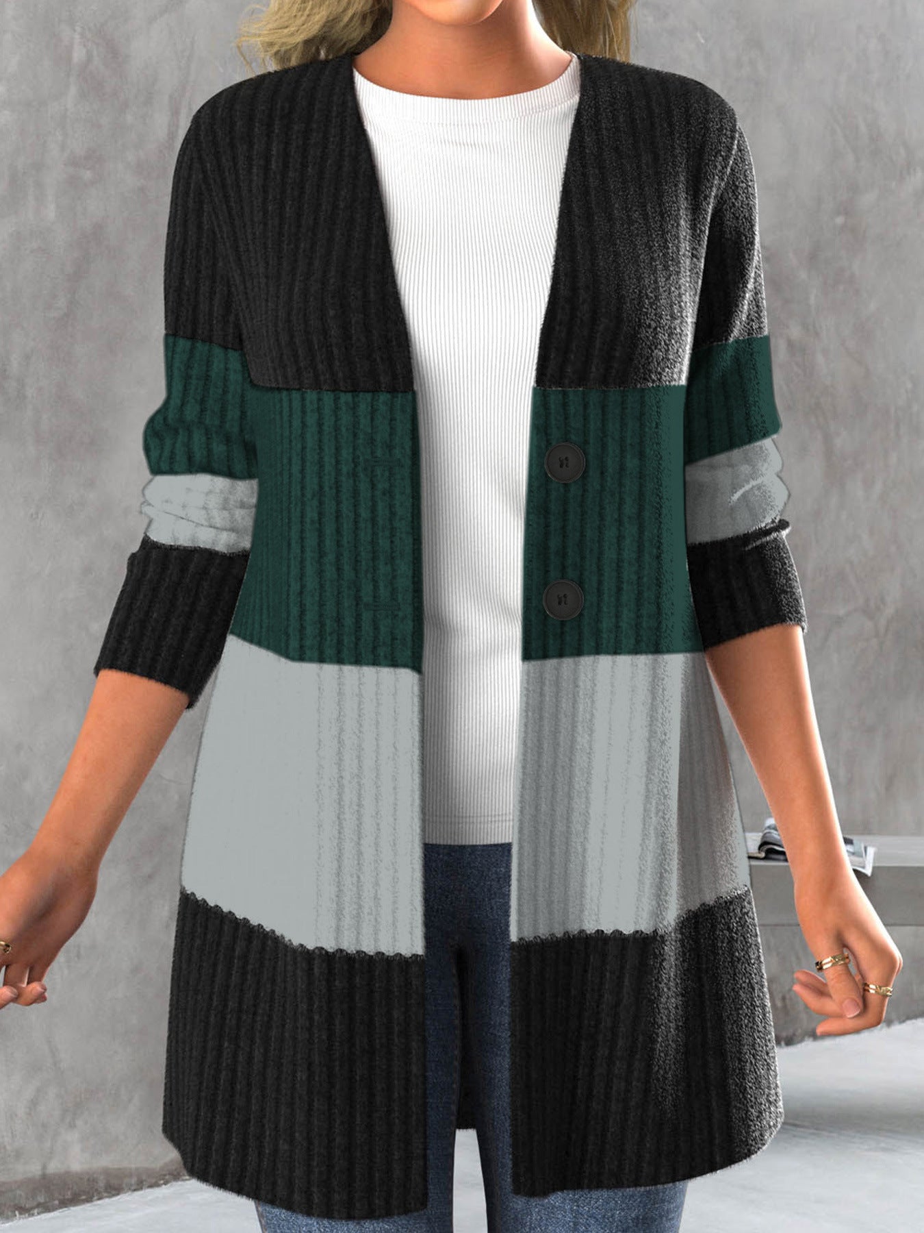 Women's Long-sleeve Striped Bohemian-style Jacket