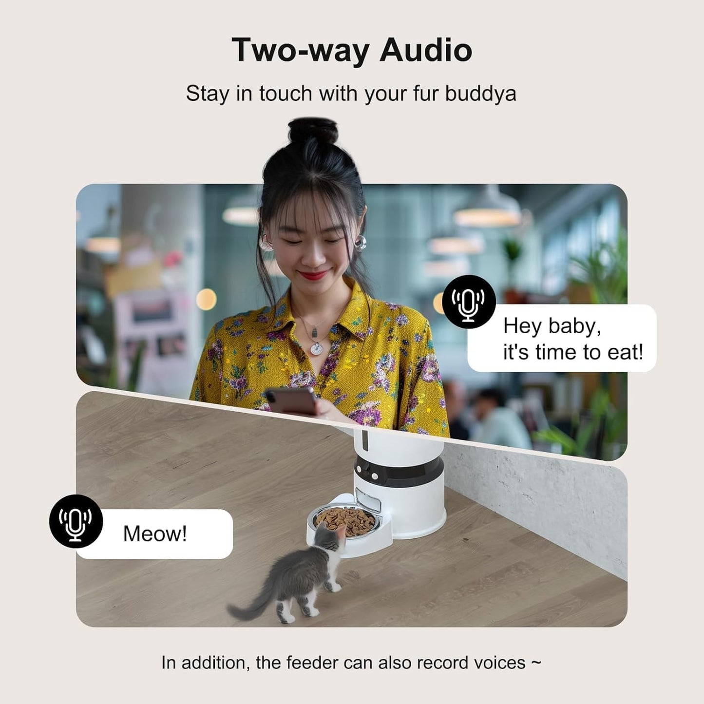 1080P HD Camera - Equipped Automatic Cat Feeder 4L Pet Timed Dog Feeding Dispenser With Freshness Preservation And Low - Food Sensor. Up To 10 Meals Per Day, Controlled By Smart APP